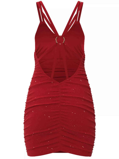 Glitter Ruched Bodycon Mini Dress