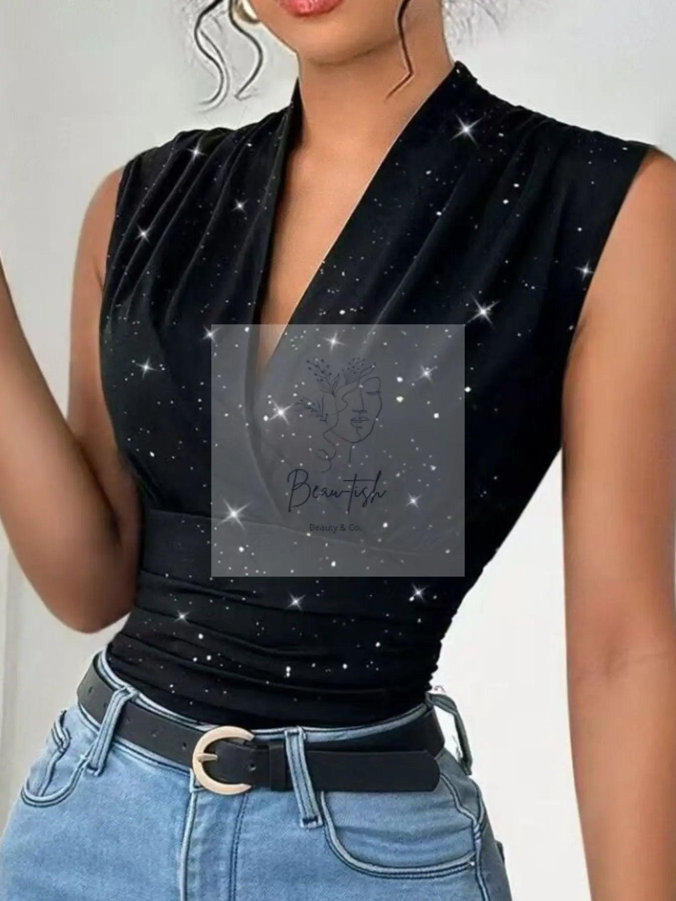 Glitter Surplice Tank
