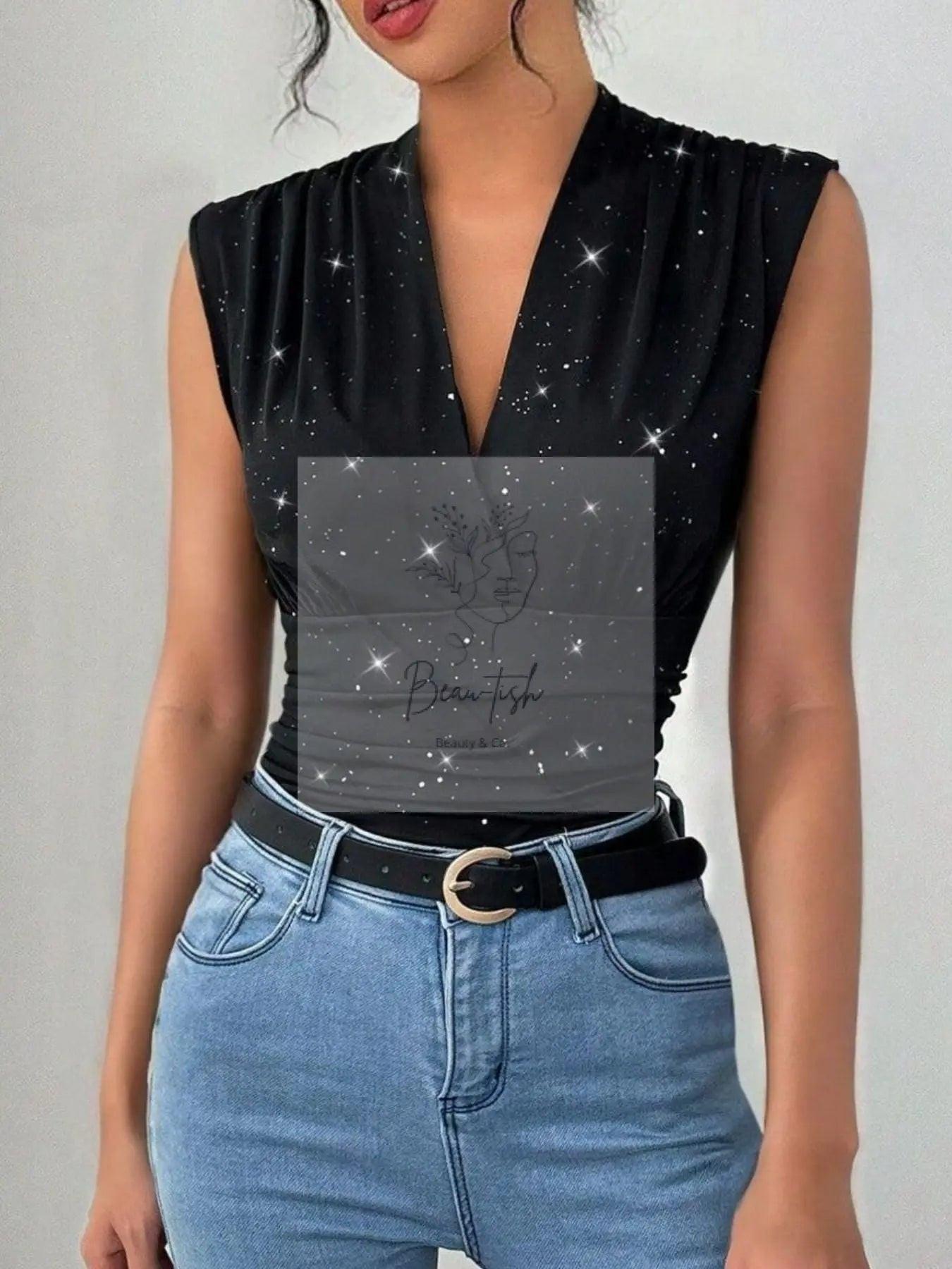 Glitter Surplice Tank