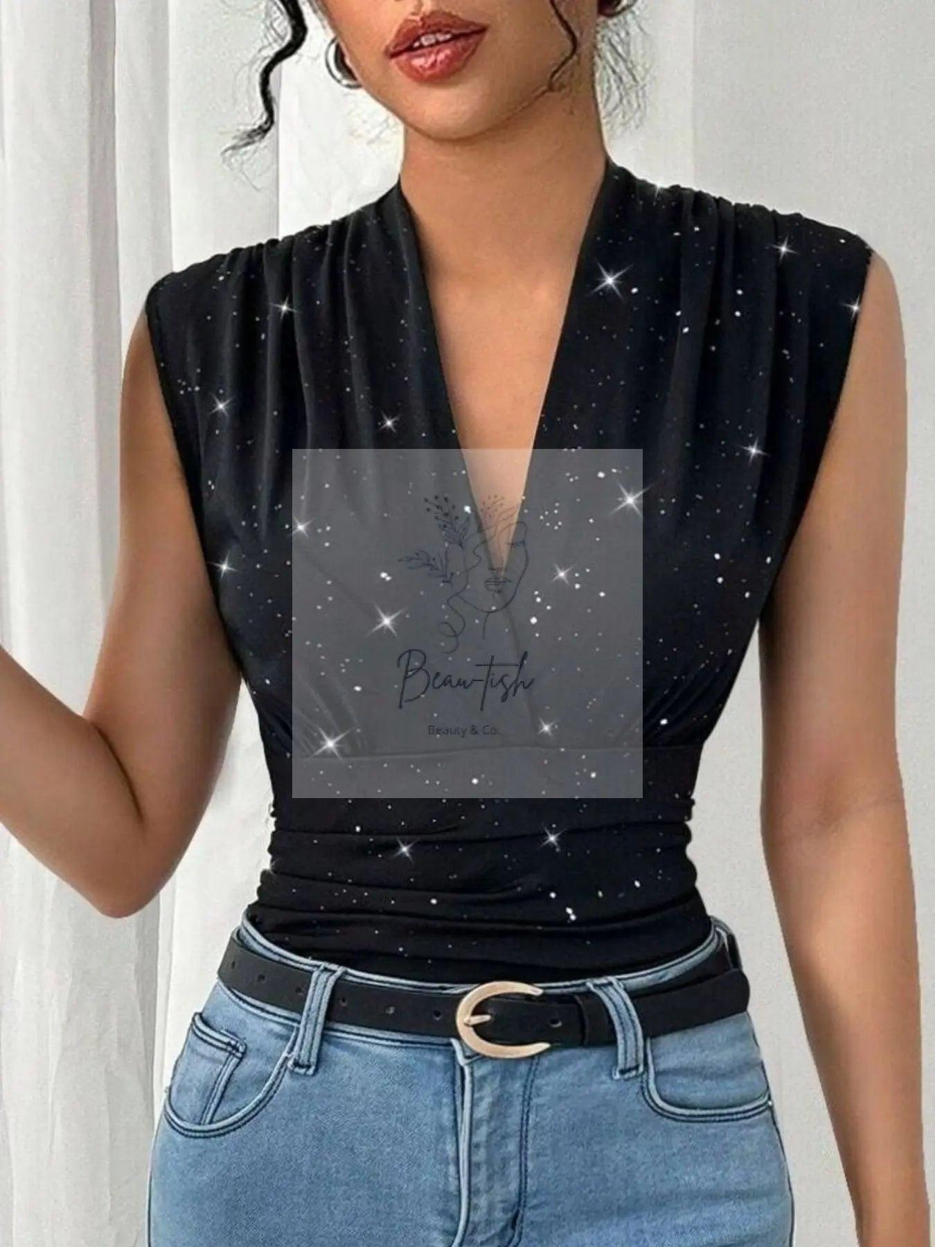 Glitter Surplice Tank