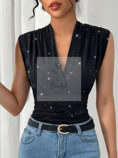 Glitter Surplice Tank
