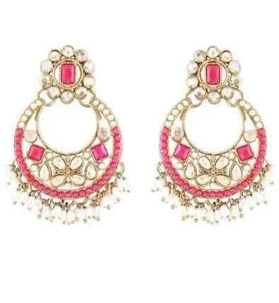 Gold Plated Traditional Floral Kundan & Pearl Choker Necklace Jewellery Earrings & Maang Tikka Set