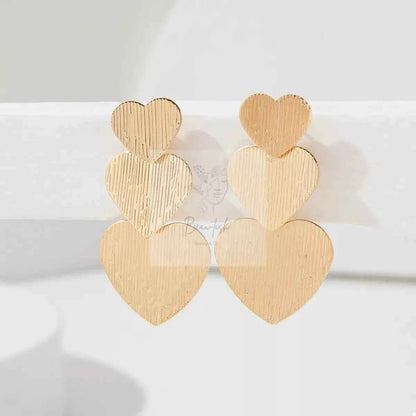 Golden Heart Dangle Earrings