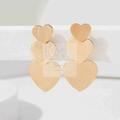 Golden Heart Dangle Earrings