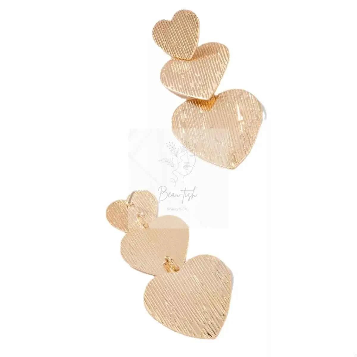 Golden Heart Dangle Earrings