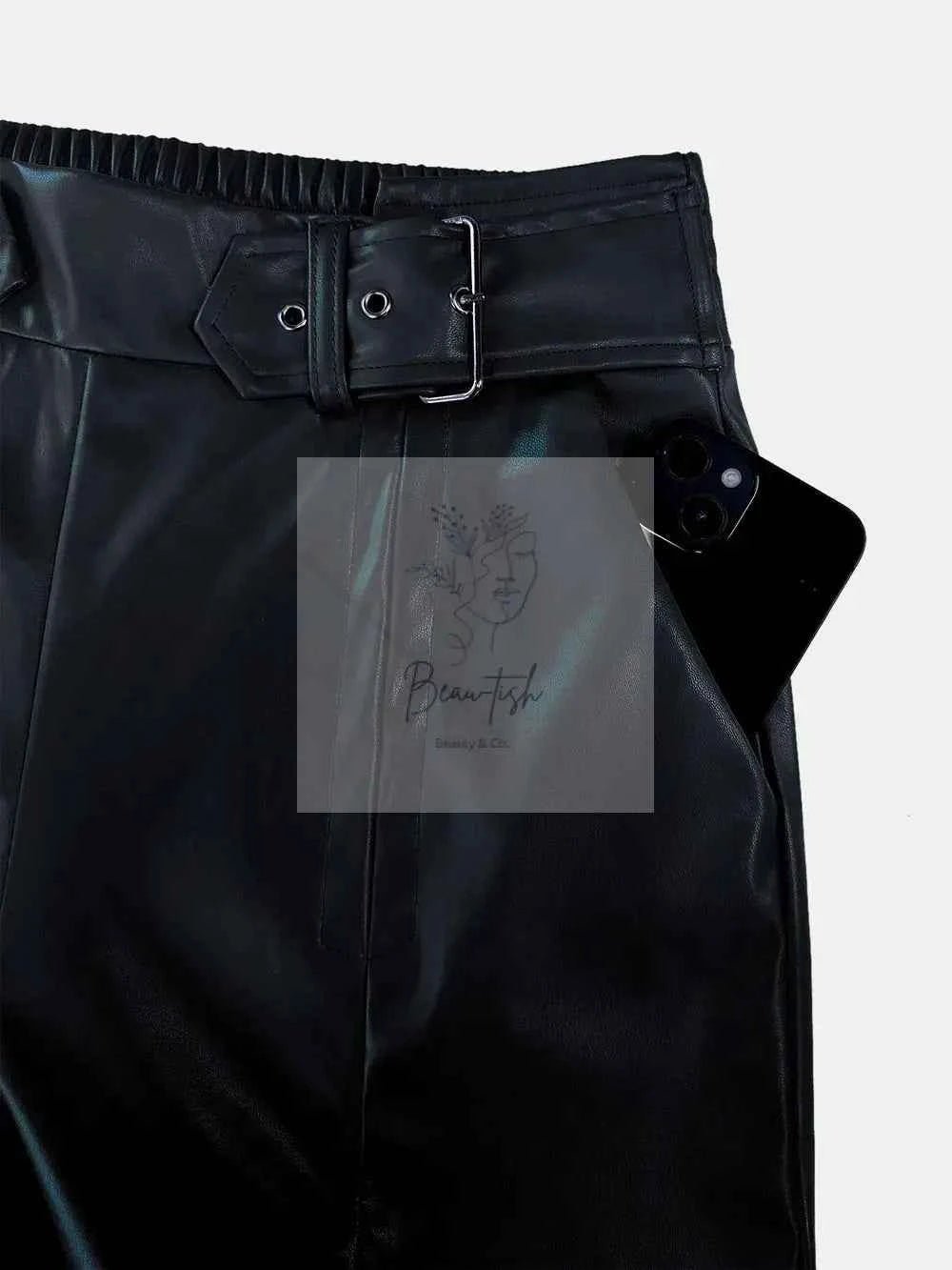 Half Elastic Waist Wide Leg Pants