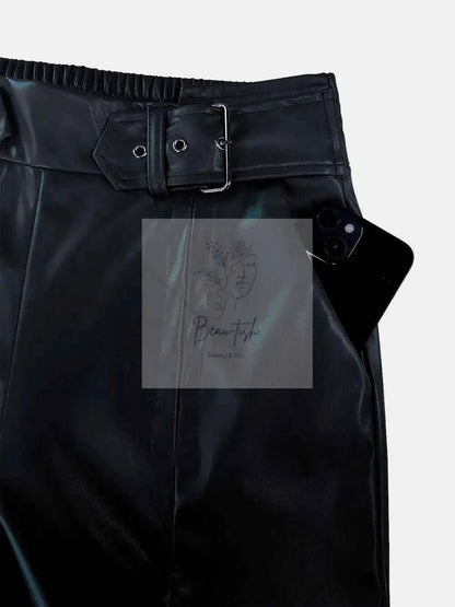 Half Elastic Waist Wide Leg Pants