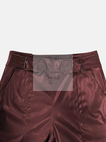 Half Elastic Waist Wide Leg Pants