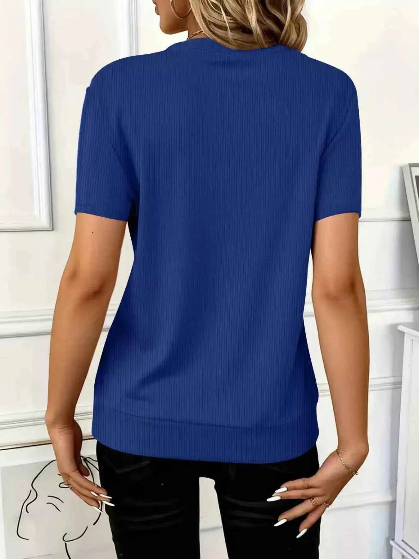 Half Zip Short Sleeve Top