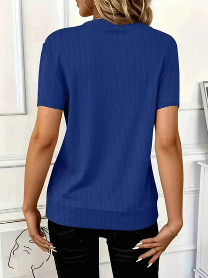 Half Zip Short Sleeve Top