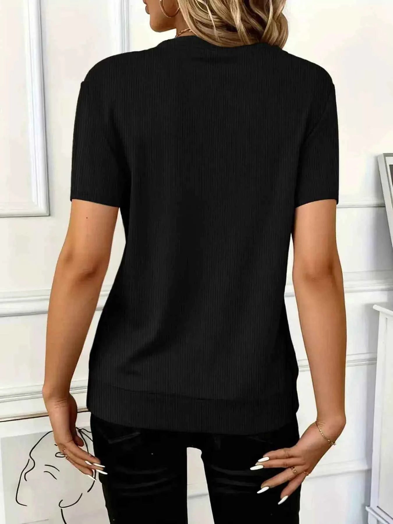 Half Zip Short Sleeve Top
