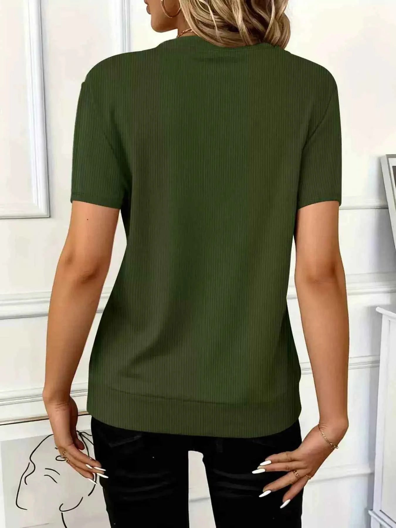 Half Zip Short Sleeve Top