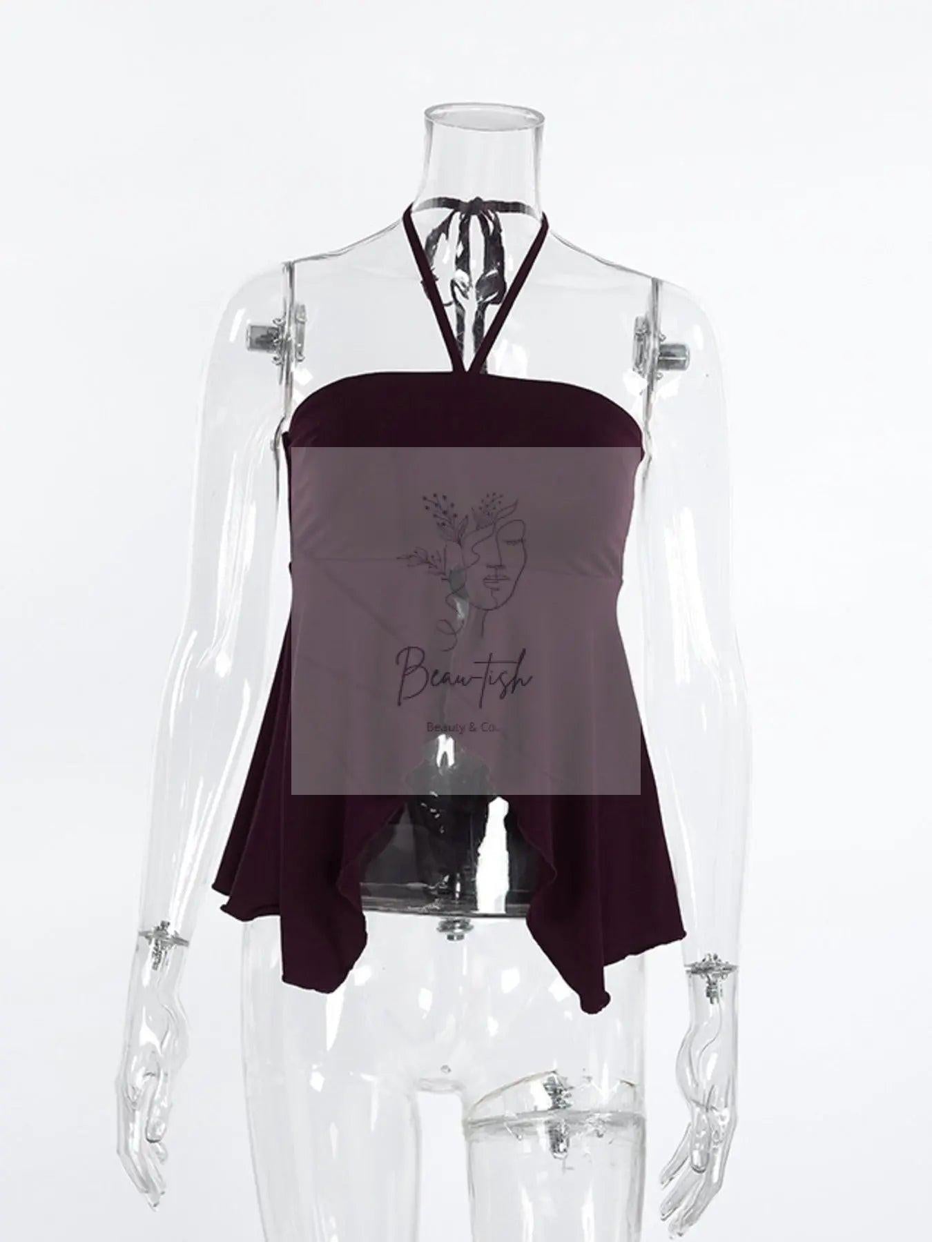 Halter Neck Asymmetrical Hem Cami