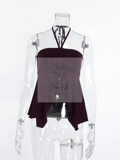 Halter Neck Asymmetrical Hem Cami