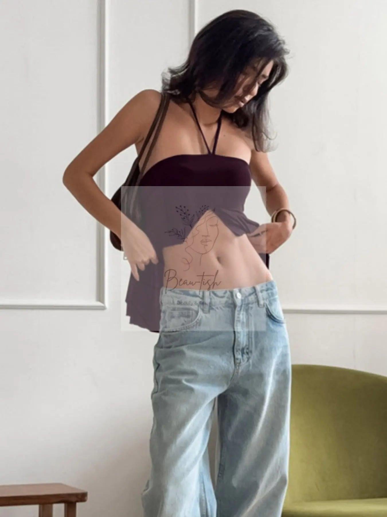 Halter Neck Asymmetrical Hem Cami