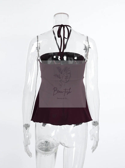 Halter Neck Asymmetrical Hem Cami