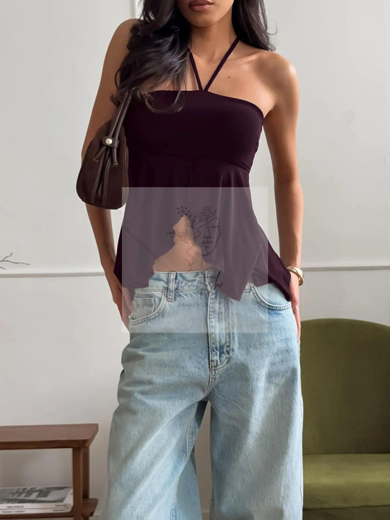 Halter Neck Asymmetrical Hem Cami