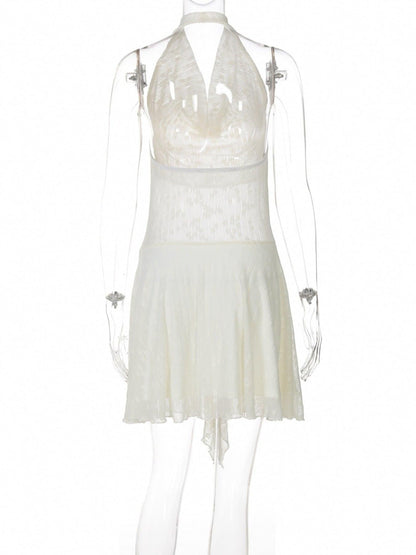 Halter Neck Asymmetrical Hem Mini Dress