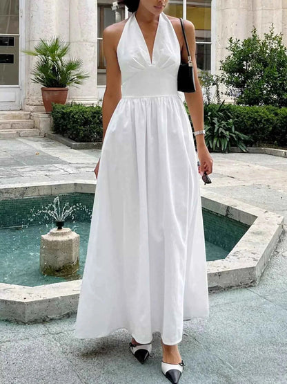 Halter Neck Flowy Maxi Dress