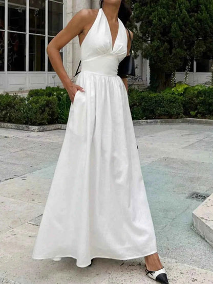 Halter Neck Flowy Maxi Dress