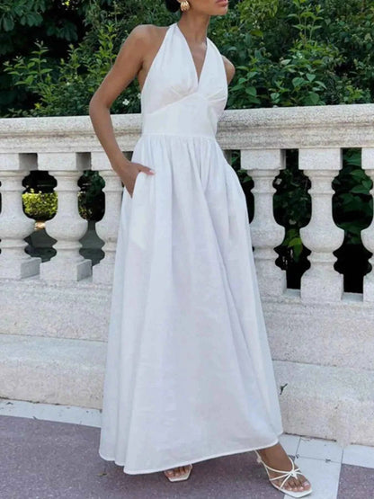Halter Neck Flowy Maxi Dress