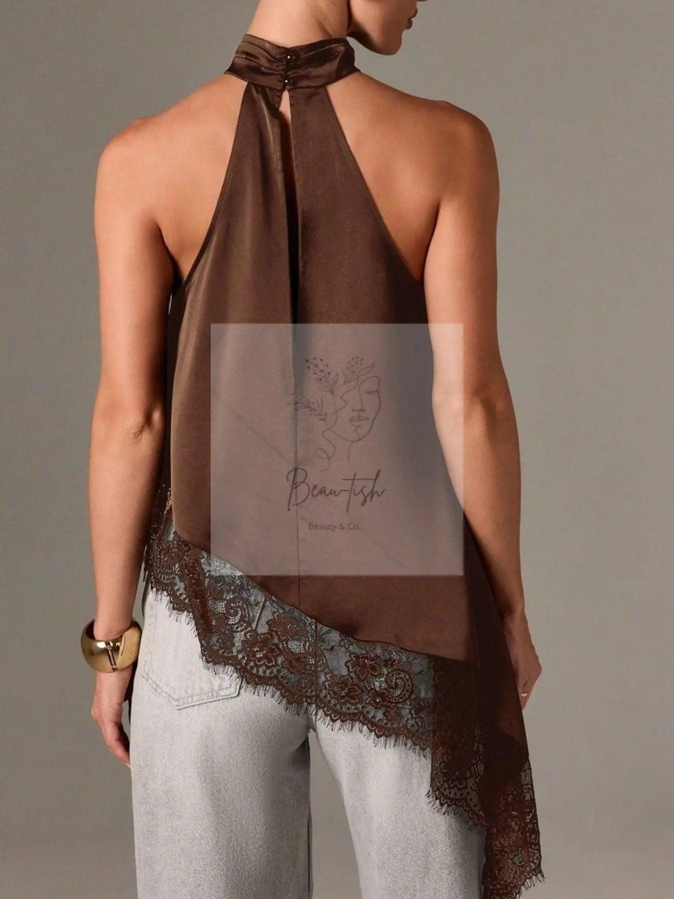 Halter Neck Lace Trim Cami