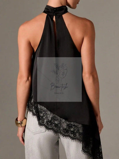 Halter Neck Lace Trim Cami