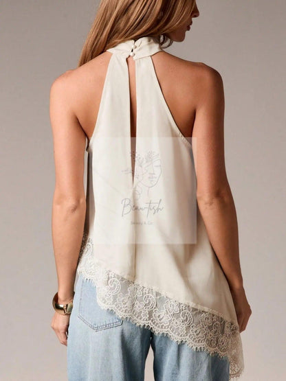 Halter Neck Lace Trim Cami