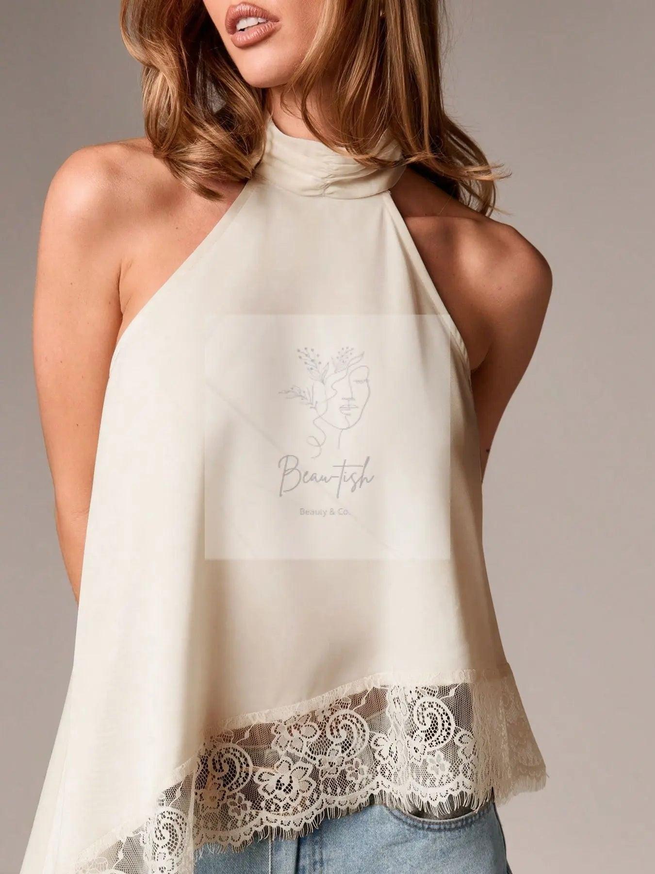 Halter Neck Lace Trim Cami