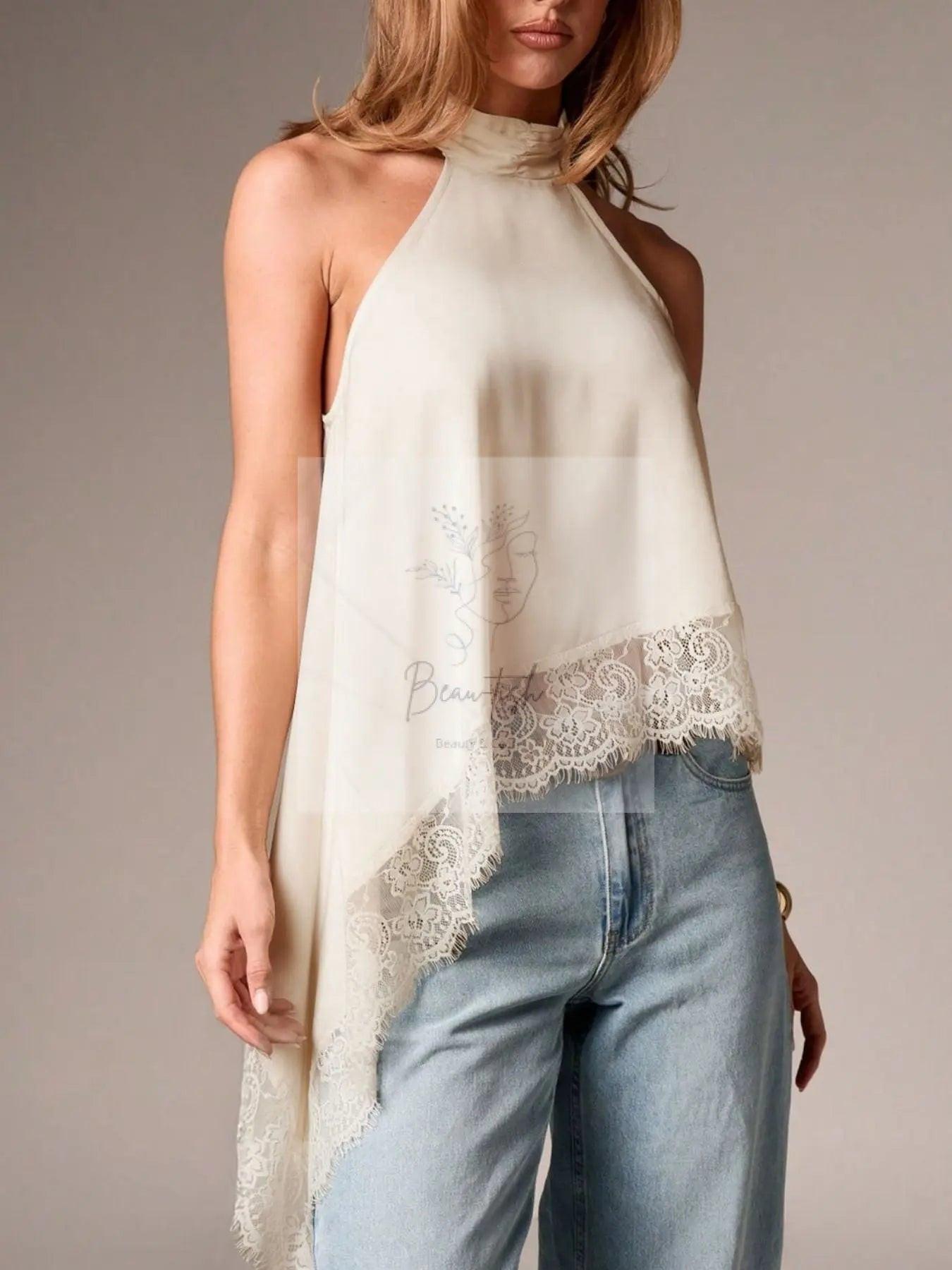 Halter Neck Lace Trim Cami