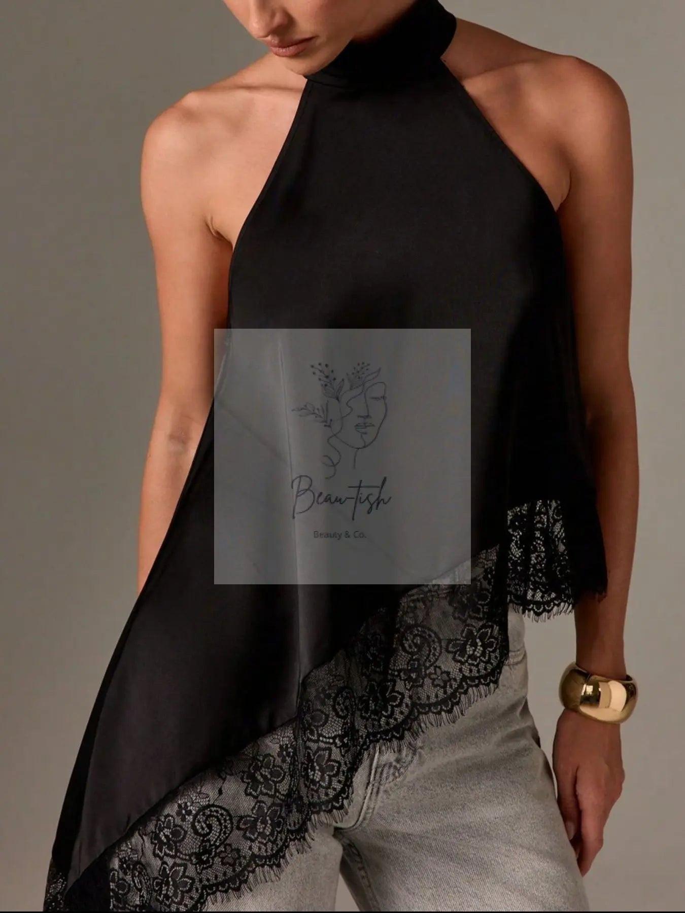 Halter Neck Lace Trim Cami