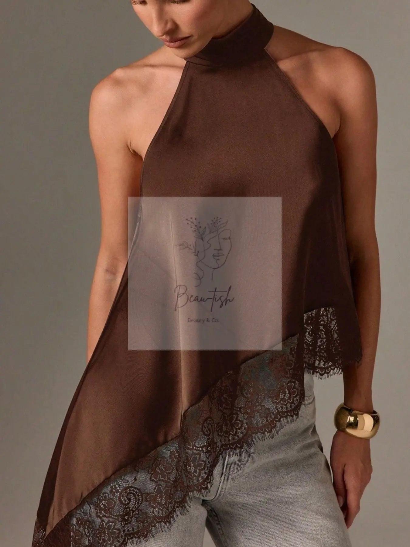 Halter Neck Lace Trim Cami
