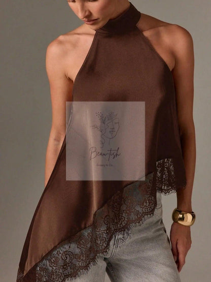 Halter Neck Lace Trim Cami
