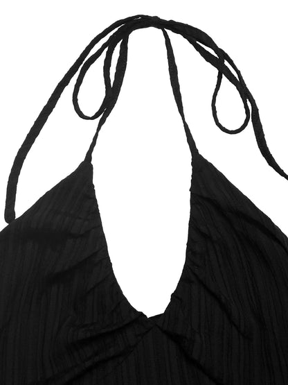 Halter Neck Pleated Maxi Dress