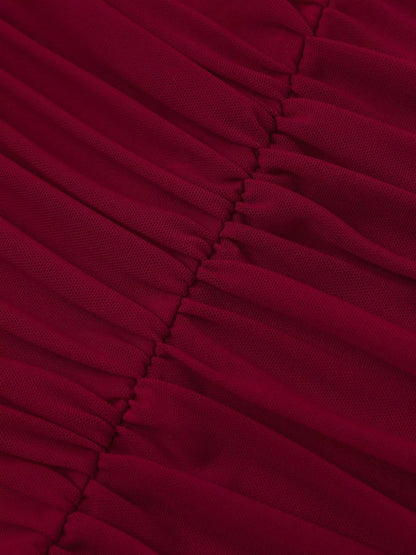 Halter Neck Ruched Slit Maxi Dress