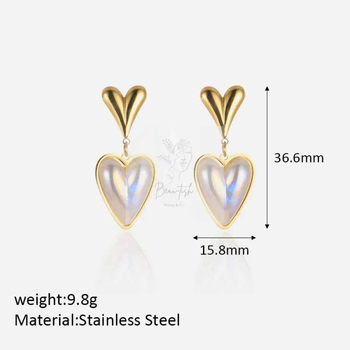 Heart-Shaped Pearl Drop Earrings
