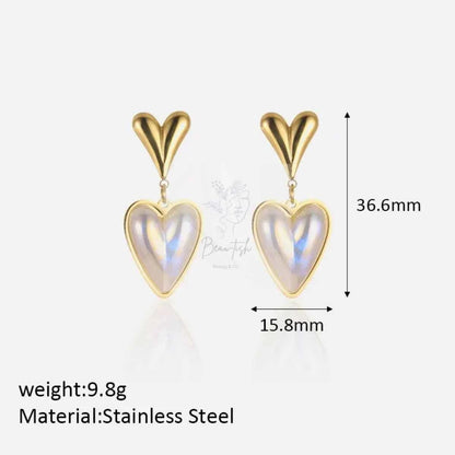 Heart-Shaped Pearl Drop Earrings