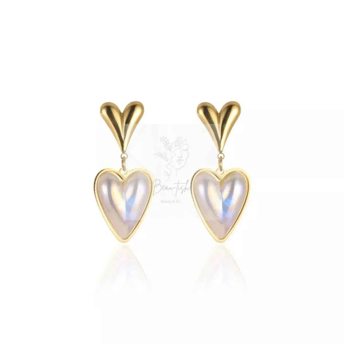 Heart-Shaped Pearl Drop Earrings