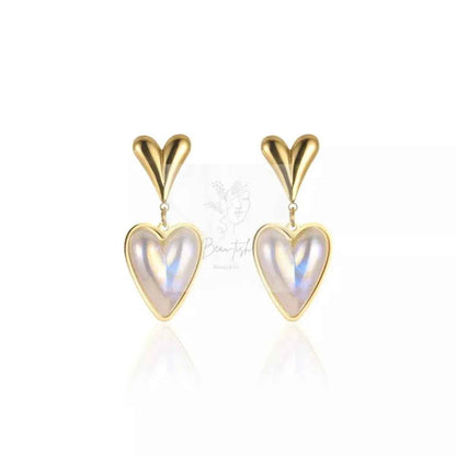 Heart-Shaped Pearl Drop Earrings