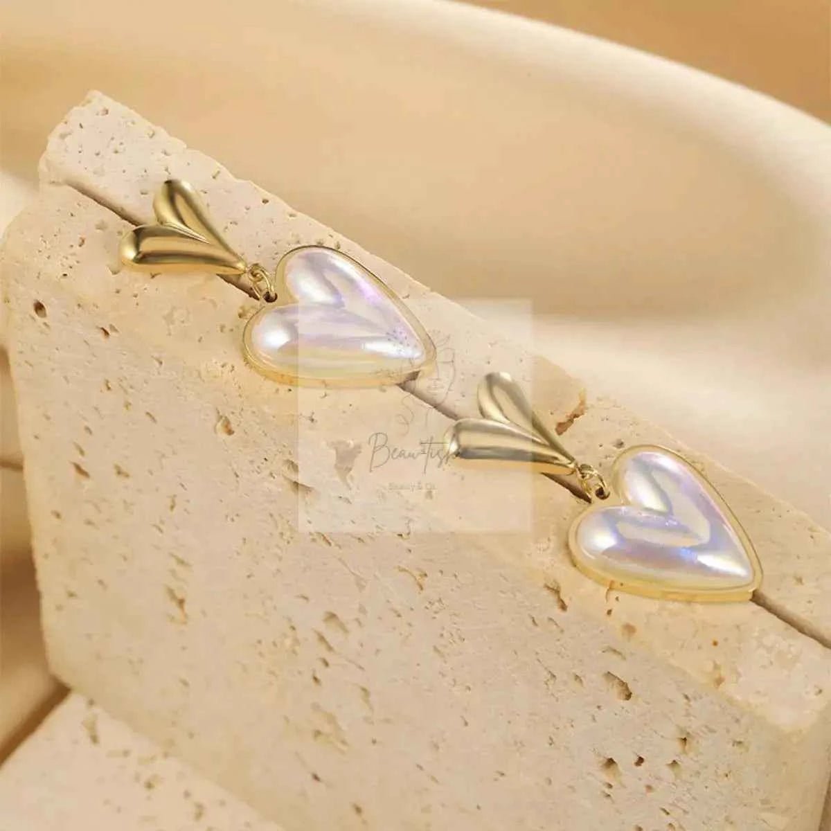 Heart-Shaped Pearl Drop Earrings