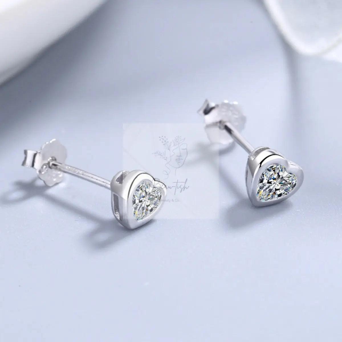 Heart-Shaped Stud Earrings
