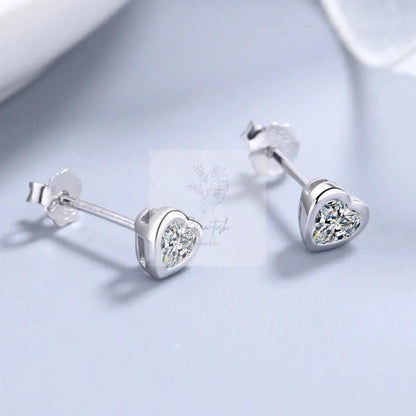 Heart-Shaped Stud Earrings