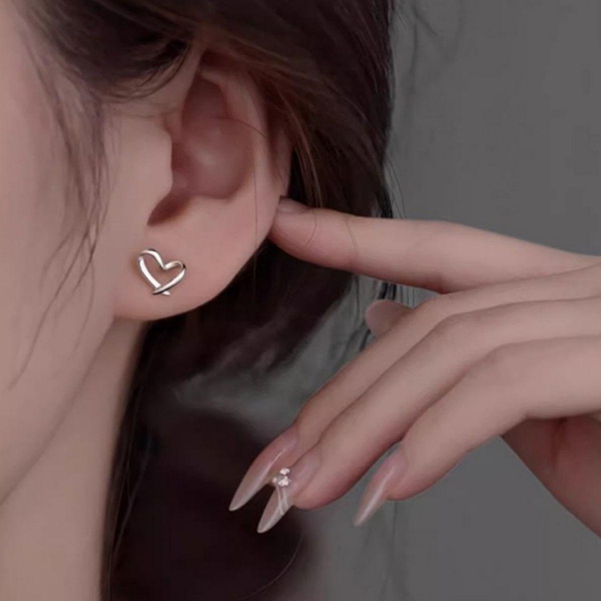 Heart-Shaped Stud Earrings