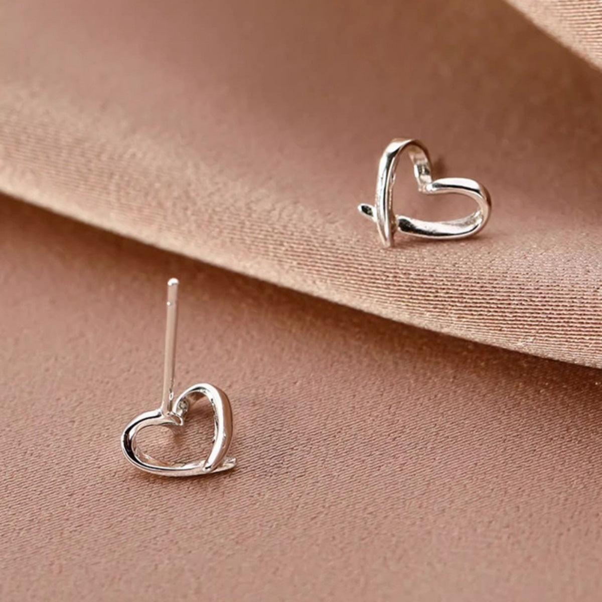 Heart-Shaped Stud Earrings