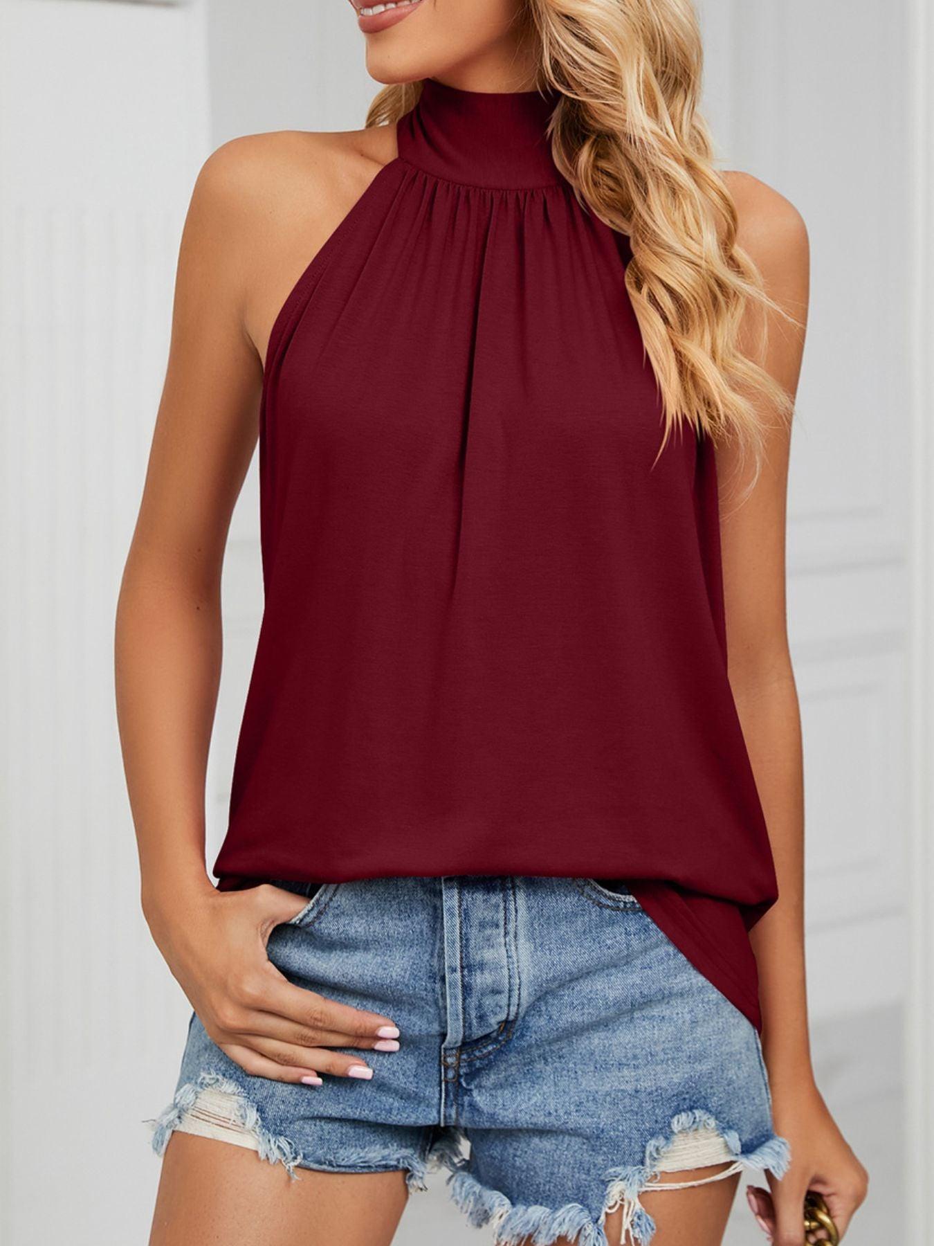 High Neck Tie Back Cami