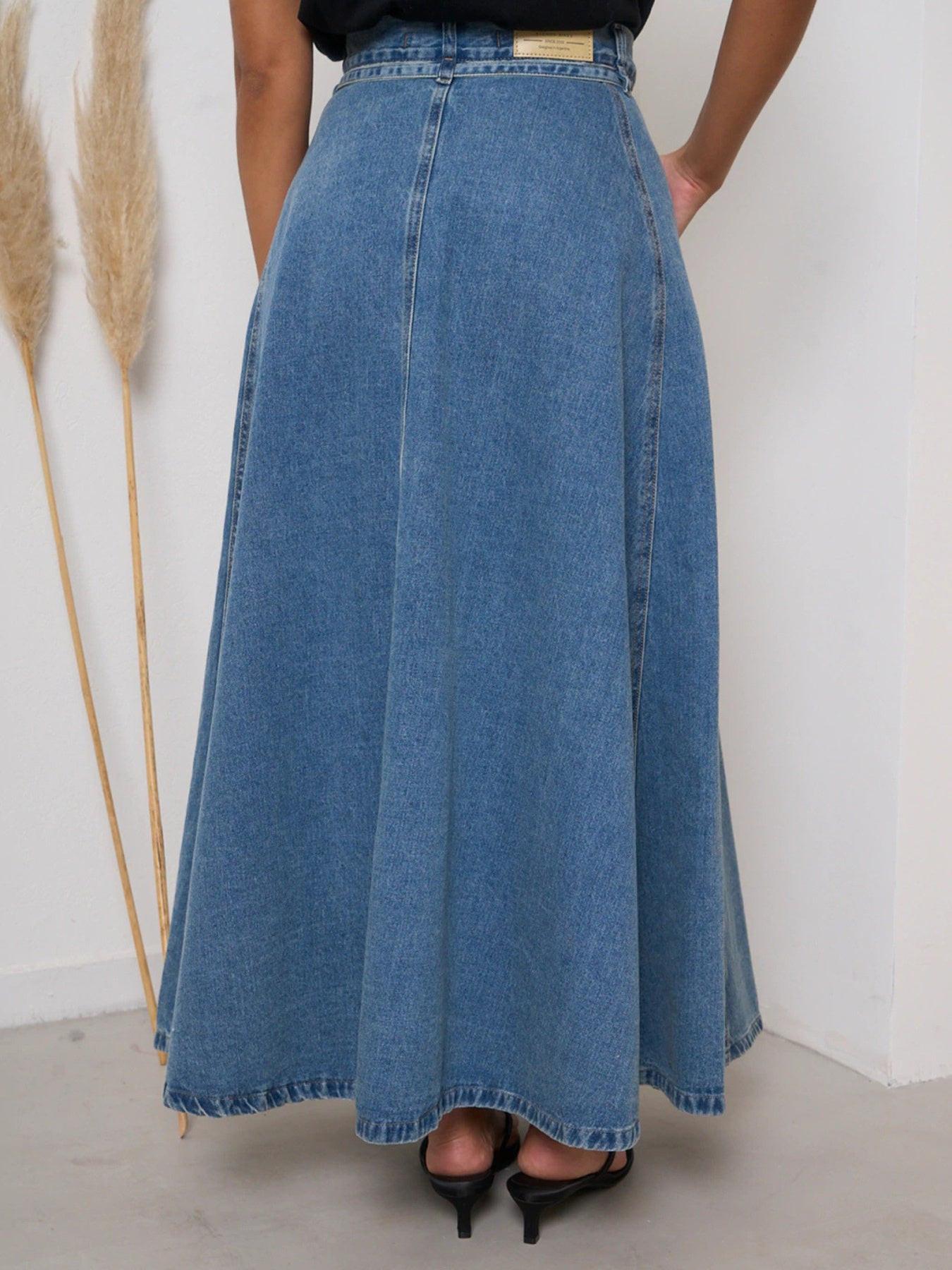 High-Waisted Denim Skirt