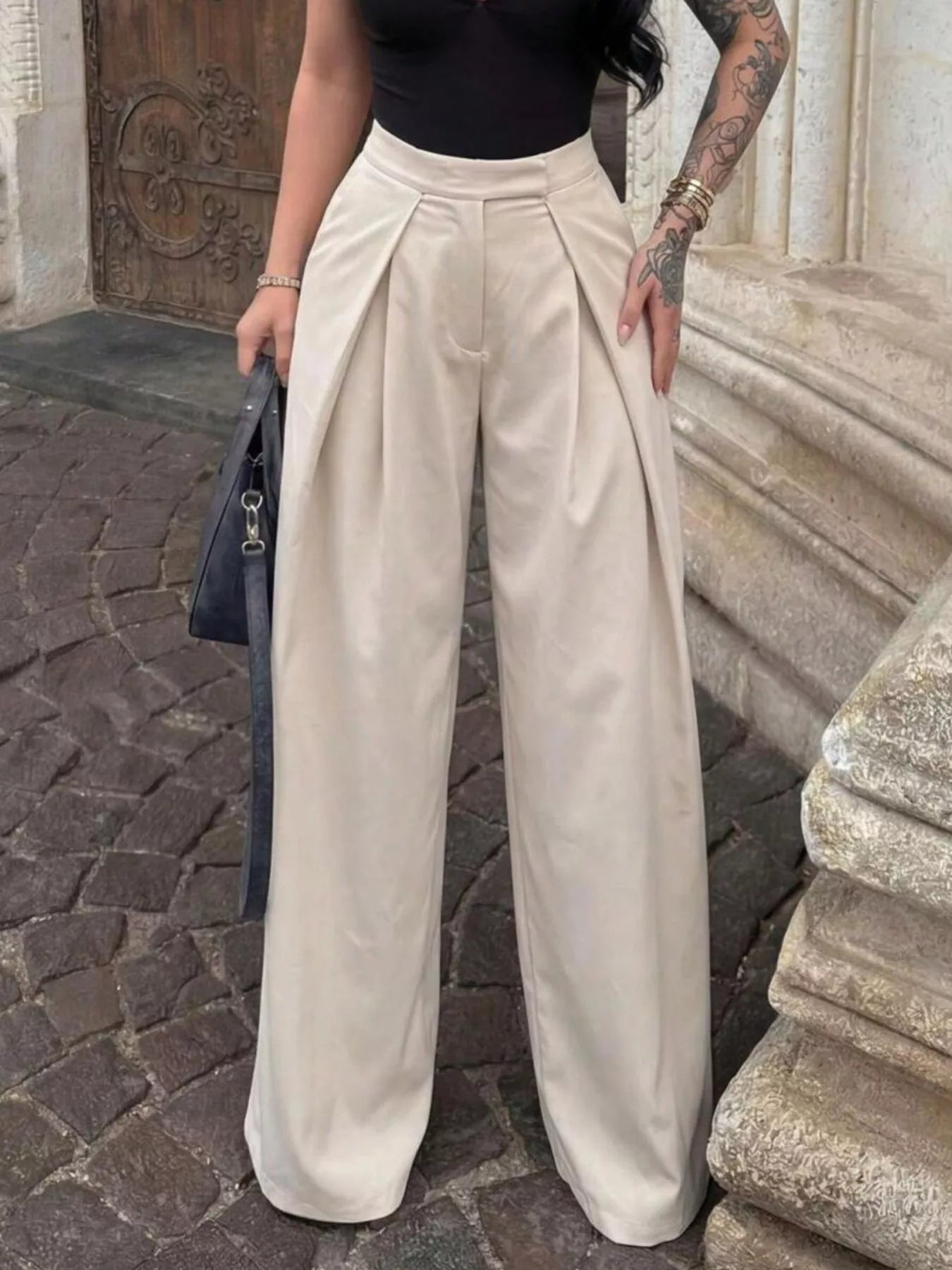 Pleated Wide Leg Pants