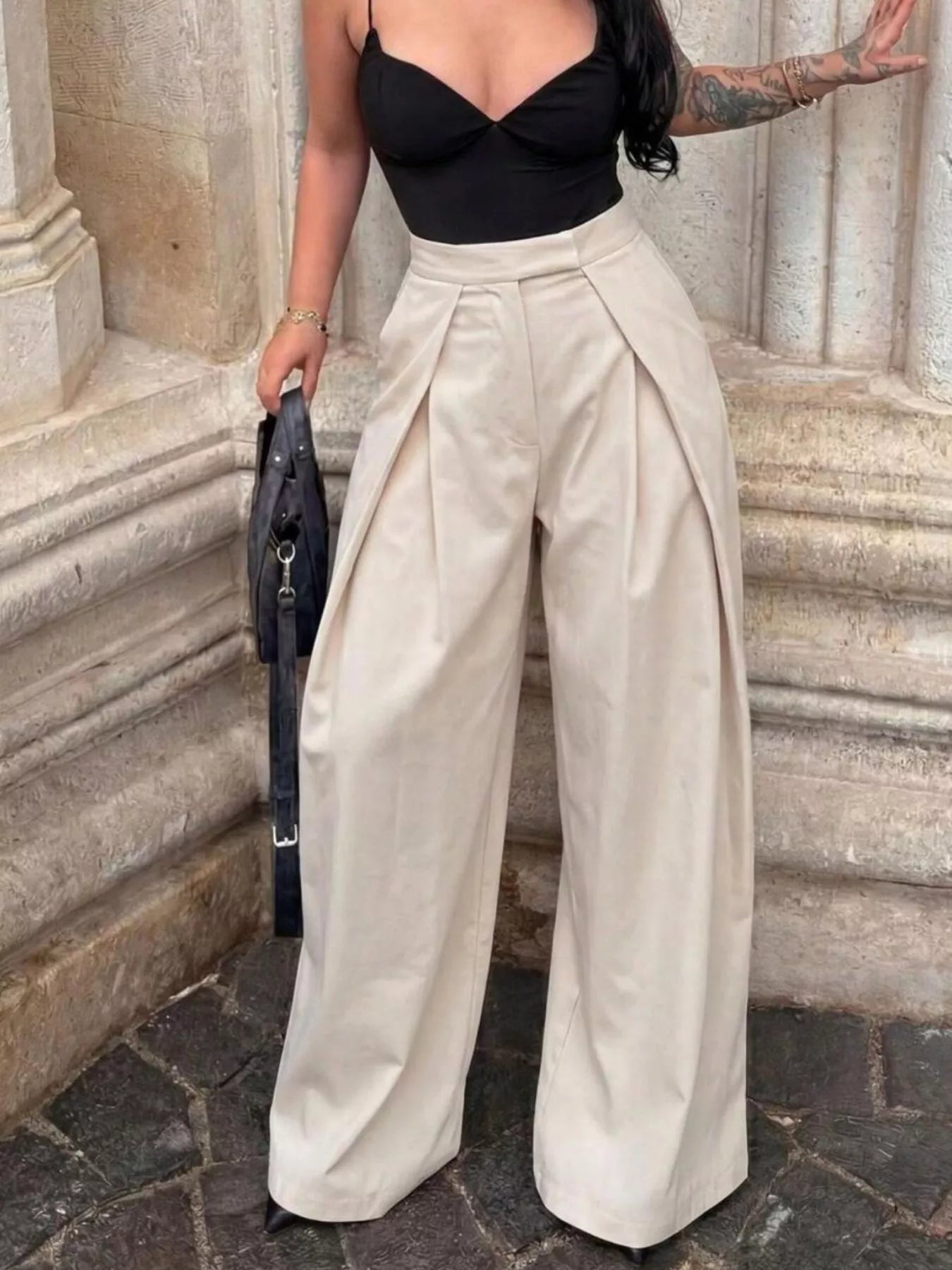 Pleated Wide Leg Pants