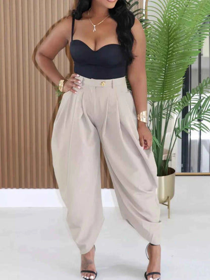 High-Waisted Wide Leg Pleated Pants