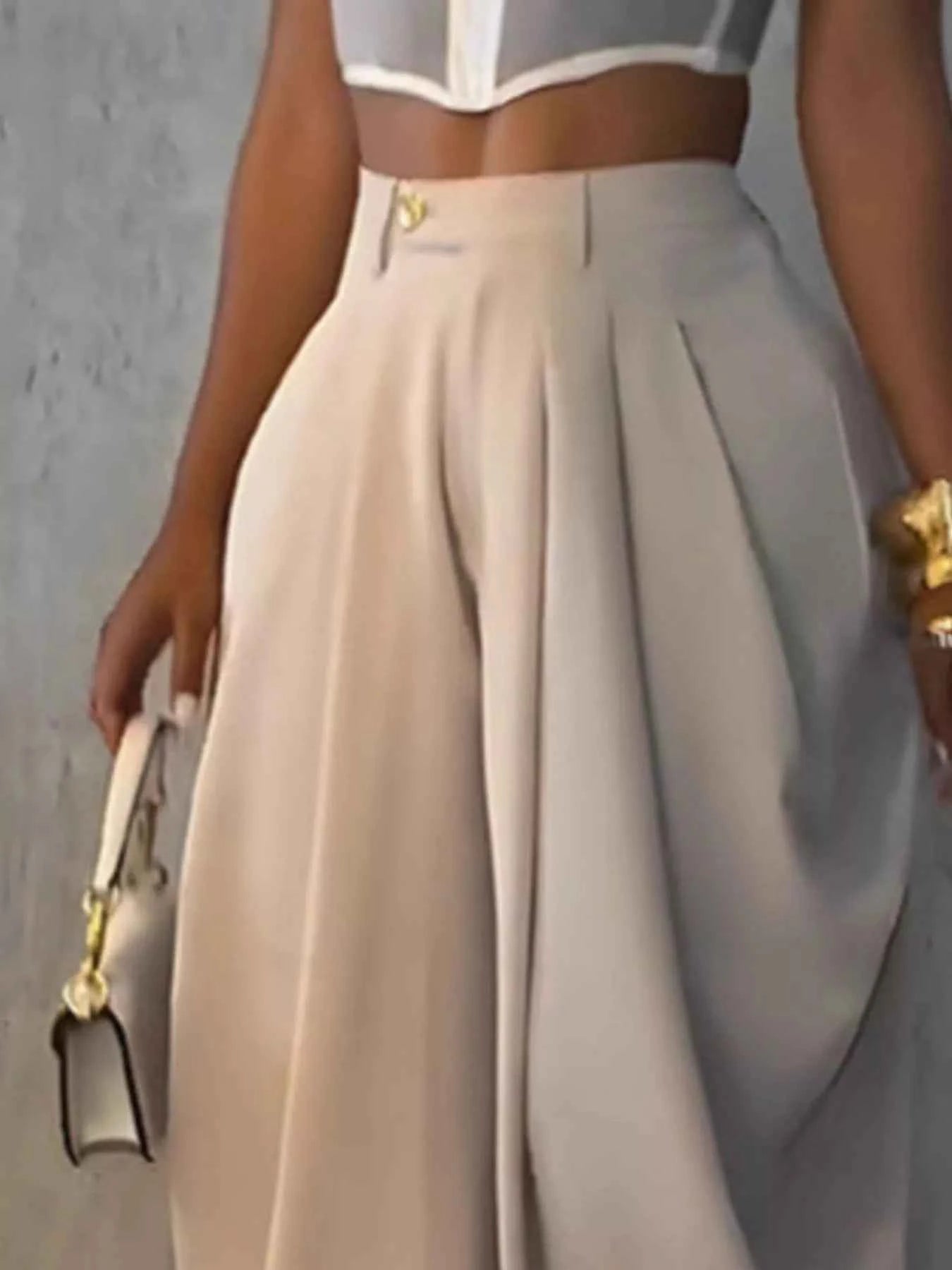 High-Waisted Wide Leg Pleated Pants
